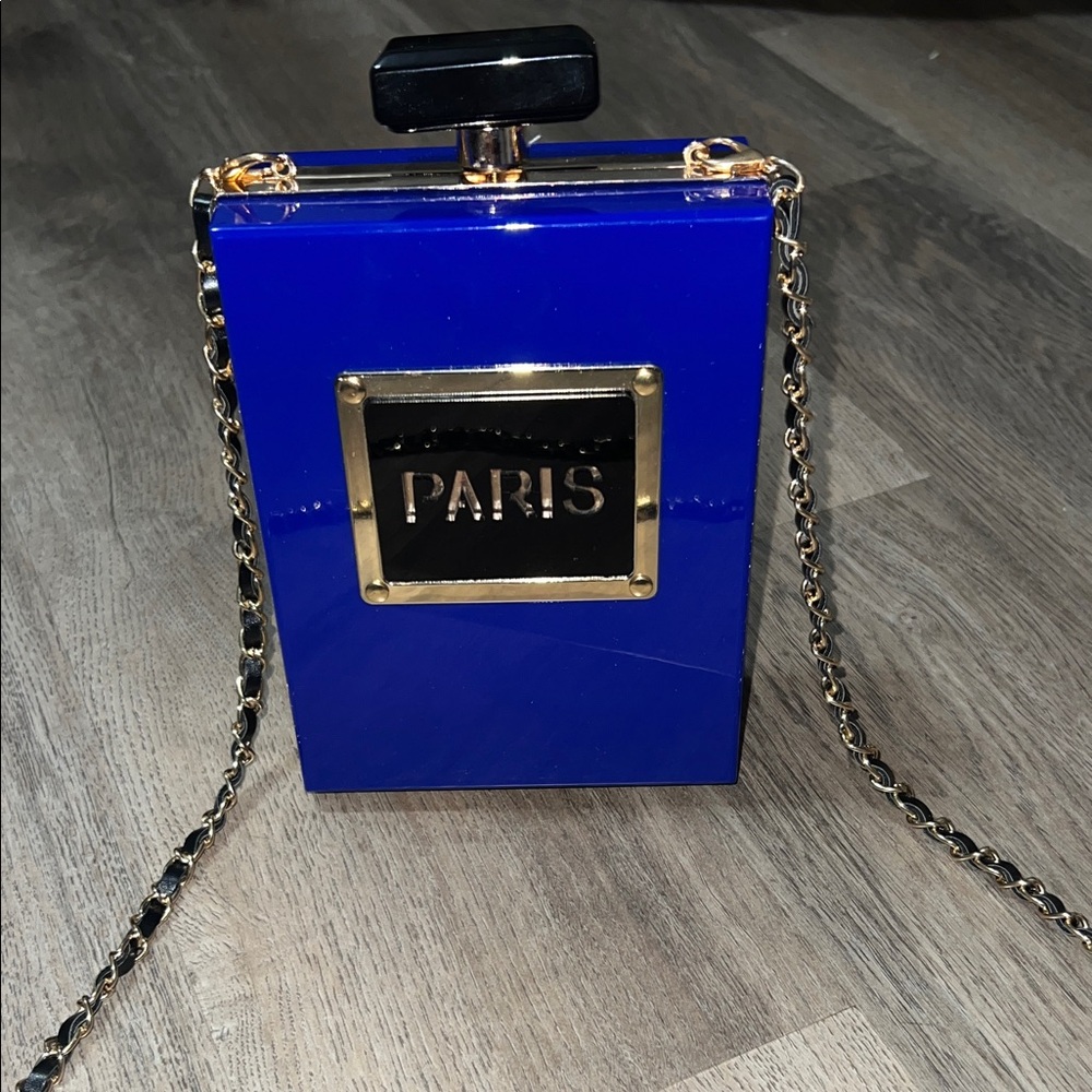 Blue Paris Box Clutch